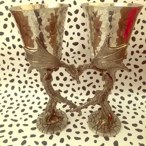 Hammered Crystal Heart Wine Gobblets